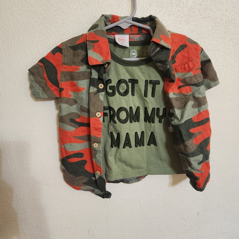 Camouflage Kids Shirt - Green and Orange